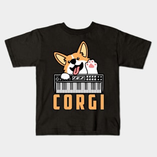 Corgi Dog Analog Drum Machine Keyboard Synthesizer Kids T-Shirt